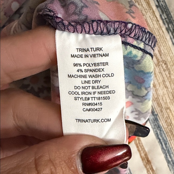 TRINA TURK Off-Shoulder FLORAL PRINT BELL SLEEVE Dress - Picture 9 of 11